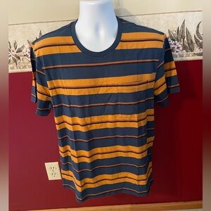 Goodthreads Men's Tee in Navy and Orange Stripes